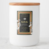 Eye Catching Floral Product Labels Black and Gold Voedselcontainer Etiket (Voorkant)