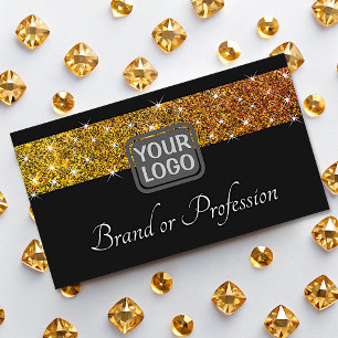 Eye Catching Glitter Spark Stars Custom Logo Black Visitekaartje
