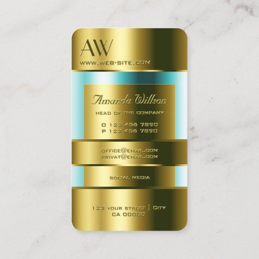 Eye Catching Gold en Glass Blauwgroen Fluids 3D Le Visitekaartje (Achterkant)