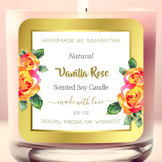 Eye Catching Gold en White Floral Product Labels