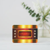 Eye Catching Gold met donkerrode marmeren patronen Visitekaartje (Staand voorkant)