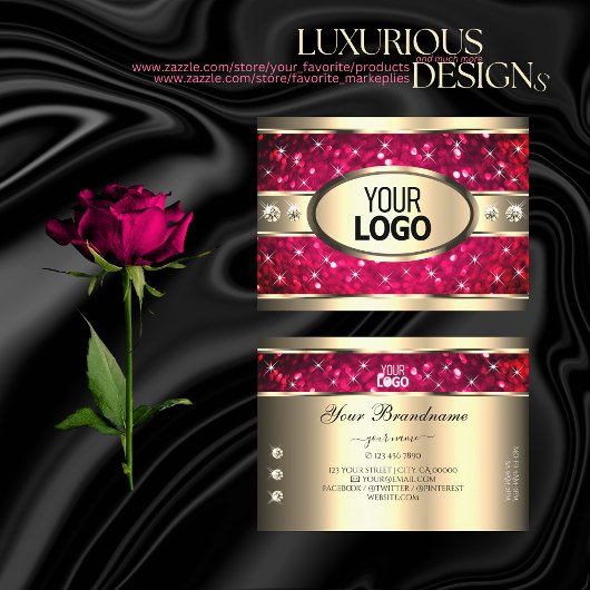 Eye Catching Gold Pink Glitter Diamonds Toevoegen  Visitekaartje