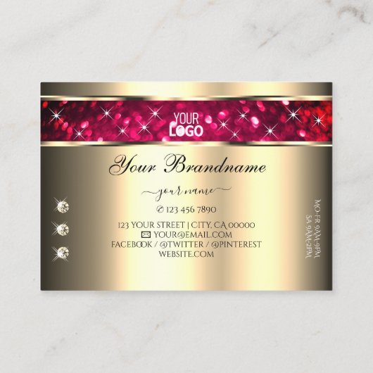 Eye Catching Gold Pink Glitter Diamonds Toevoegen  Visitekaartje (Achterkant)