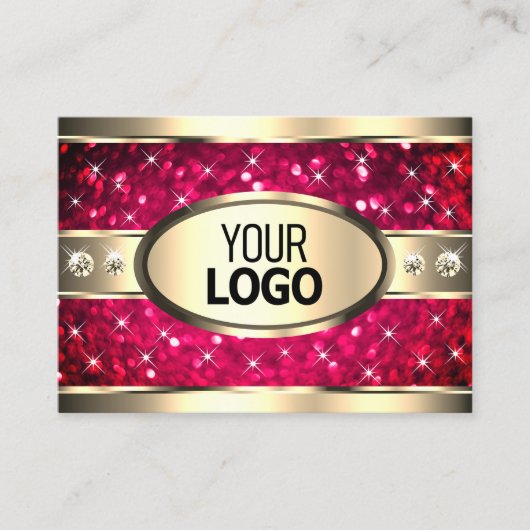 Eye Catching Gold Pink Glitter Diamonds Toevoegen  Visitekaartje (Voorkant)