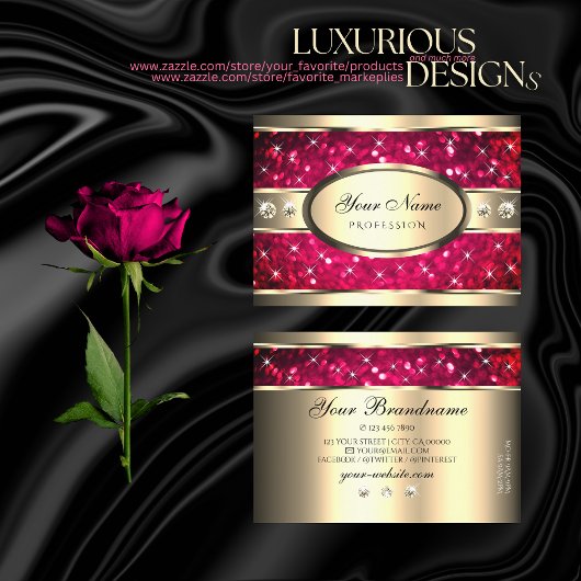 Eye Catching Gold Roze Glitter Diamonds Brillants Visitekaartje