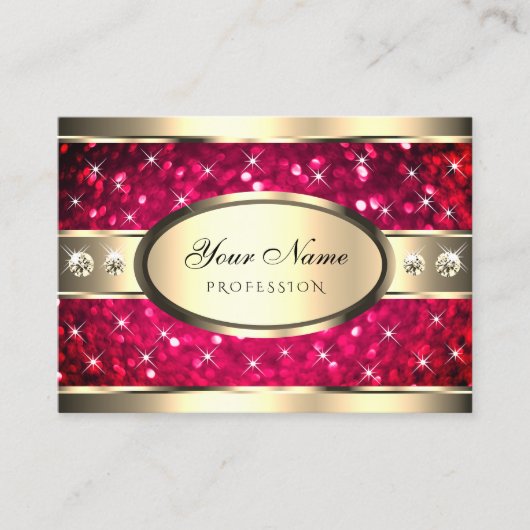 Eye Catching Gold Roze Glitter Diamonds Brillants Visitekaartje (Voorkant)