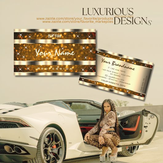 Eye Catching Gold Sinaasappel Glitter Stars Creati Visitekaartje