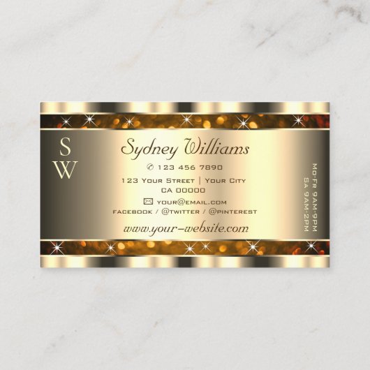 Eye Catching Gold Sinaasappel Glitter Sterren Mono Visitekaartje (Achterkant)