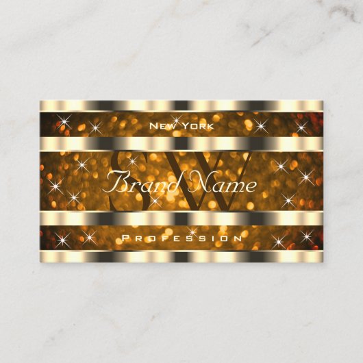 Eye Catching Gold Sinaasappel Glitter Sterren Mono Visitekaartje (Voorkant)