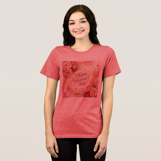 Eye Catching Happy Valentines Day Tri-Blend Shirt (Voorkant volledig)