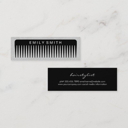 Eye Catching kam wit leer Mini Visitekaartje (Voorkant / Achterkant)