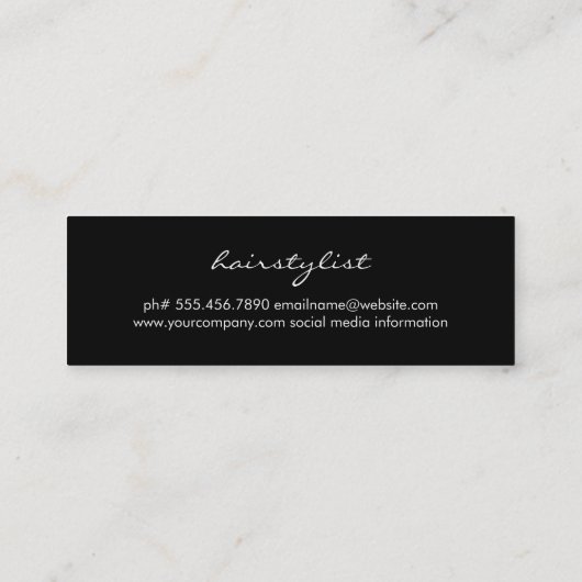 Eye Catching kam wit leer Mini Visitekaartje (Achterkant)