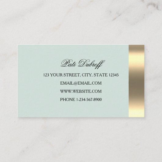 Eye Catching Lichtblauw met Gouden Veer Visitekaartje (Achterkant)