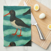 Eye Catching Oyster Catcher Theedoek (Quarter Fold)
