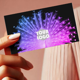 Eye Catching Paarse Roze Gradient Pauw en Logo Visitekaartje