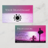 Eye Catching Pastel Ocean Pink Sunset Custom Logo Visitekaartje (Voorkant / Achterkant)