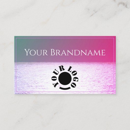 Eye Catching Pastel Ocean Pink Sunset Custom Logo Visitekaartje (Voorkant)