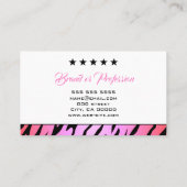 Eye Catching Pink Tiger Pattern Stylish Elegant Visitekaartje (Achterkant)