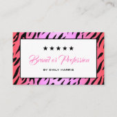 Eye Catching Pink Tiger Pattern Stylish Elegant Visitekaartje (Voorkant)
