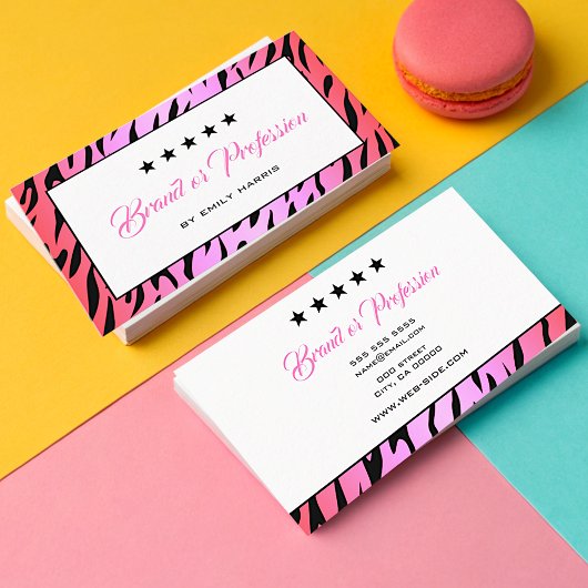 Eye Catching Pink Tiger Pattern Stylish Elegant Visitekaartje
