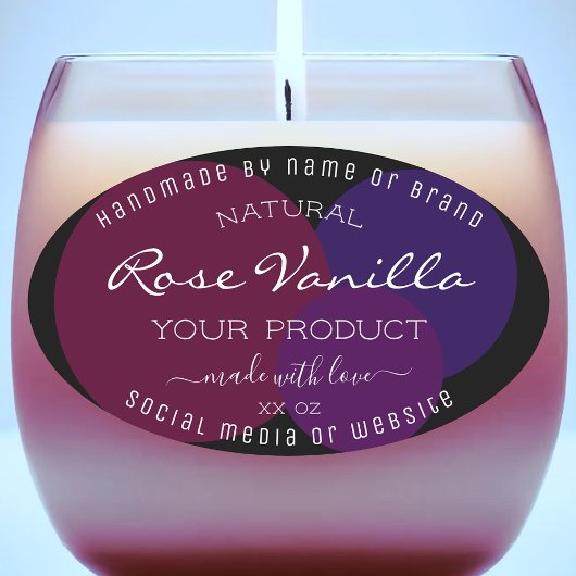 Eye Catching Product Label Paarse cirkels op zwart