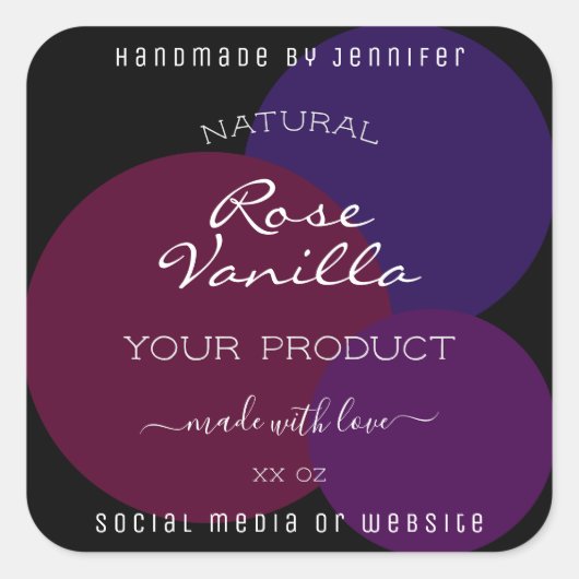 Eye Catching Product Label Paarse cirkels op zwart (Voorkant)