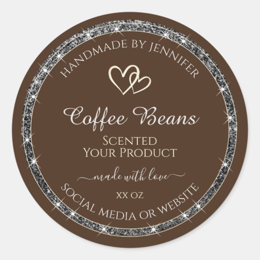 Eye Catching Product Labels Bruin Zilver Glitter (Voorkant)