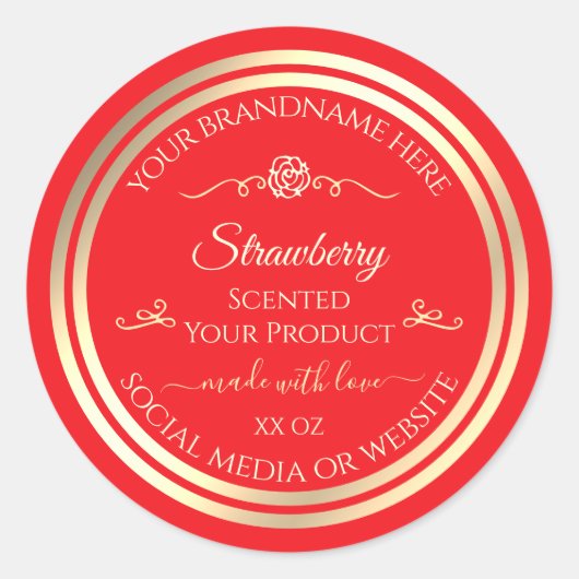 Eye Catching Red Product Label Gold Shimmer Lijst (Voorkant)