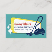 Eye Catching Retro Vacuum House Cleaning Visitekaartje (Voorkant)