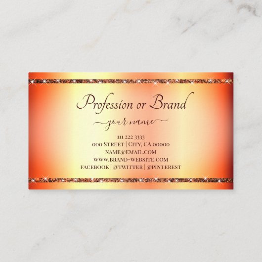 Eye Catching Roos Gold Gradient Glitter Sparkle Visitekaartje (Achterkant)