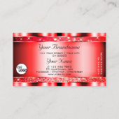 Eye Catching Ruby Red Glitter Vonk Sterren en Logo Visitekaartje (Achterkant)