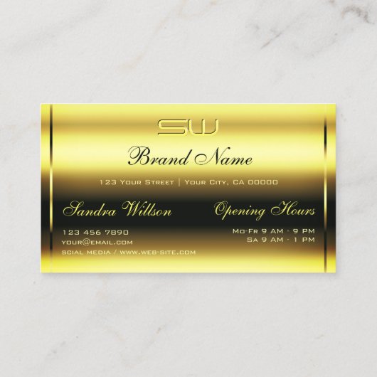 Eye Catching Shimmery Golden en Faux 3D Initialen Visitekaartje (Achterkant)