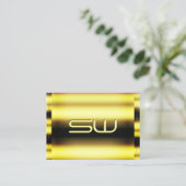 Eye Catching Shimmery Golden en Faux 3D Monogram Visitekaartje (Staand voorkant)