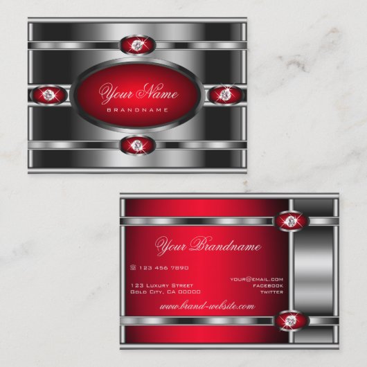 Eye Catching Silver-effect en rode gradiëntkleuren Visitekaartje (Voorkant / Achterkant)