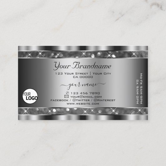 Eye Catching Silver Glitter Sparkle Stars toevoege Visitekaartje (Achterkant)