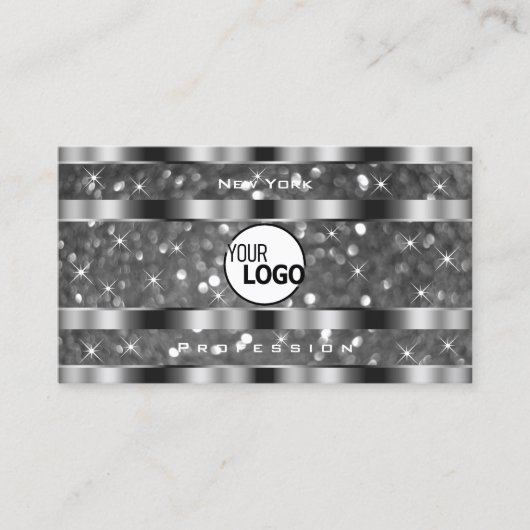 Eye Catching Silver Glitter Sparkle Stars toevoege Visitekaartje (Voorkant)