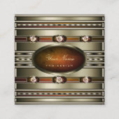 Eye Catching Silver met Oranje marmeren patronen Vierkante Visitekaartje (Voorkant)