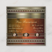 Eye Catching Silver met Oranje marmeren patronen Vierkante Visitekaartje (Achterkant)