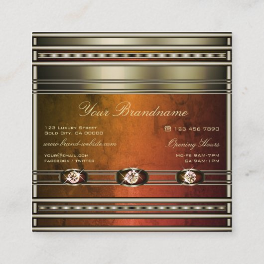 Eye Catching Silver met Oranje marmeren patronen Vierkante Visitekaartje (Achterkant)