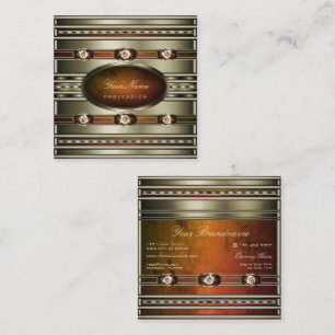 Eye Catching Silver met Oranje marmeren patronen Vierkante Visitekaartje