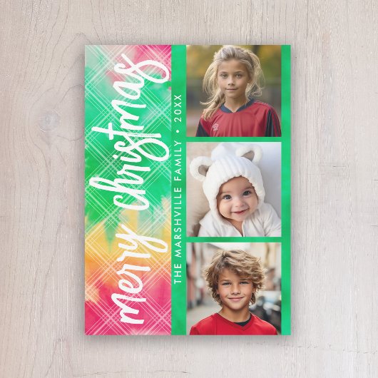 Eye Catching Tie Dye Fotocollage Vrolijk Kerstfees Feestdagenkaart