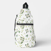 Eye-Catching White Green Floral Pattern Stylish Sling Bag (Voorkant)