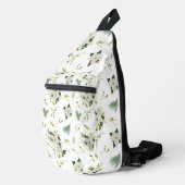 Eye-Catching White Green Floral Pattern Stylish Sling Bag (Rechterhoek)