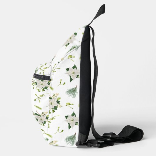 Eye-Catching White Green Floral Pattern Stylish Sling Bag (Rechts)