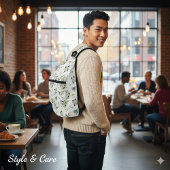 Eye-Catching White Green Floral Pattern Stylish Sling Bag