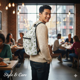 Eye-Catching White Green Floral Pattern Stylish Sling Bag