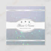 Eye Catching Wit Licht Baby Blauw Parel Glitter Vierkante Visitekaartje (Voorkant)