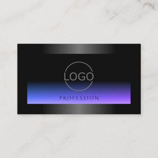 Eye Catching Zwart Blauw Roze Verloop en Logo Visitekaartje (Voorkant)