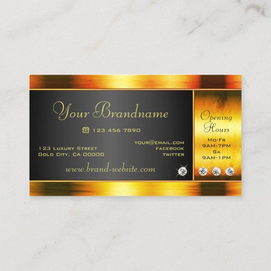 Eye Catching Zwart en Goud Mousserende Diamanten Visitekaartje (Achterkant)