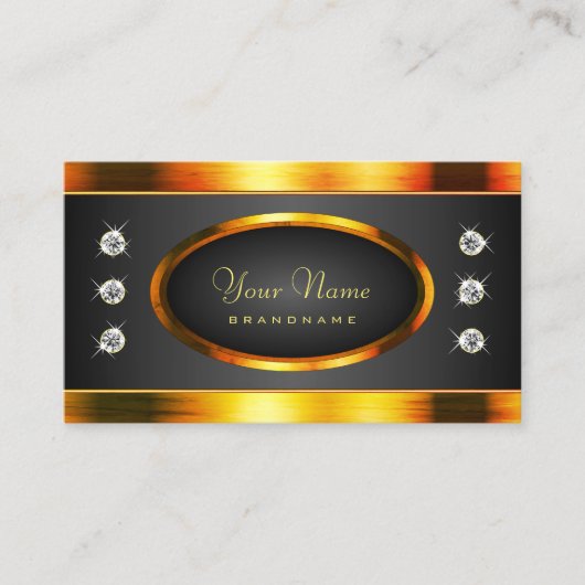 Eye Catching Zwart en Goud Mousserende Diamanten Visitekaartje (Voorkant)